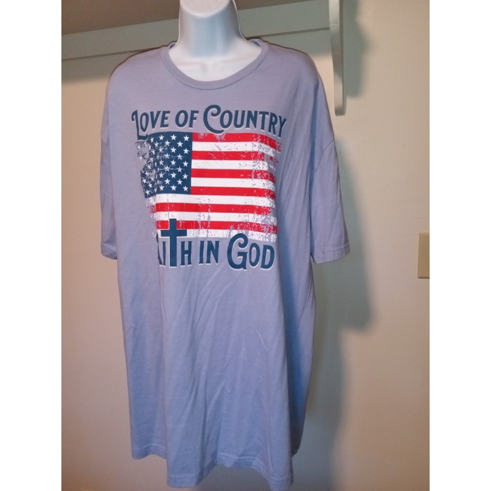 Women's‎ Love of Country Faith in God American Flag Graphic T-Shirt purple 2X